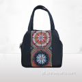 Carteira portátil elegante de nylon com bordado étnico Bolsa